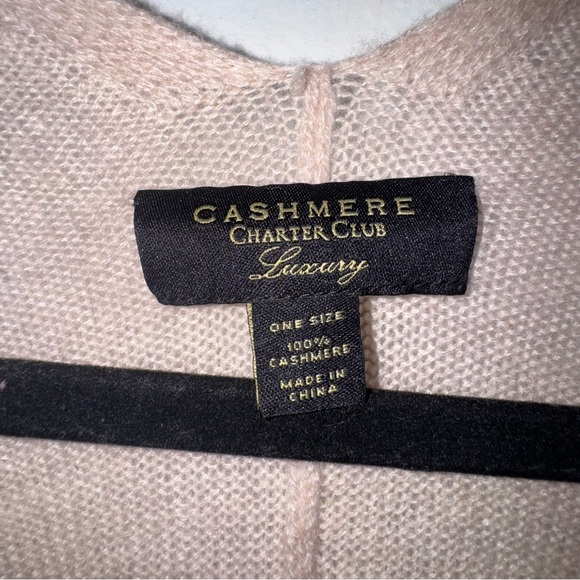 Cashmere charter club luxury wrap sweater cardigan neutral plaid color block - Picture 5 of 5